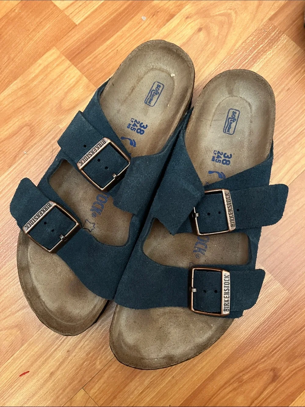 Birkenstock Arizona 2-Strap Leather (Suede) Sandal in Blue Sz EU 38